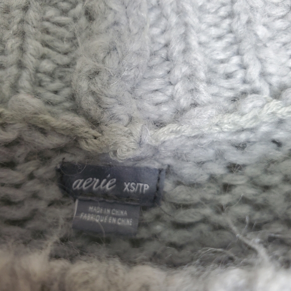 AERIE Blue Striped Chunky Oversided Knit Sweater Crew Neck Size XS - Picture 8 of 9